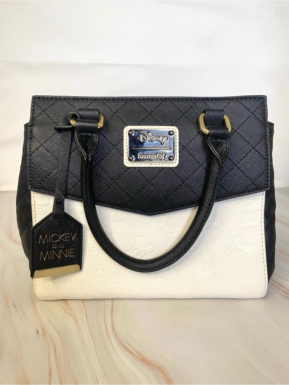 Loungefly Black and White Mickey & Minnie Satchel